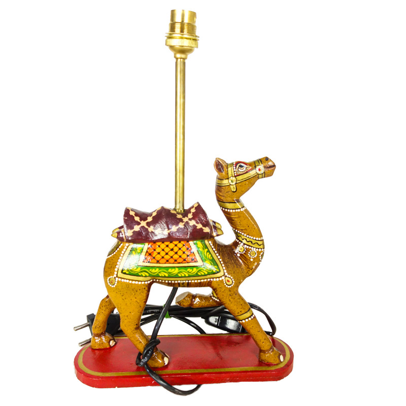 Wooden Painted Lamp Dholamaru 12 Inch