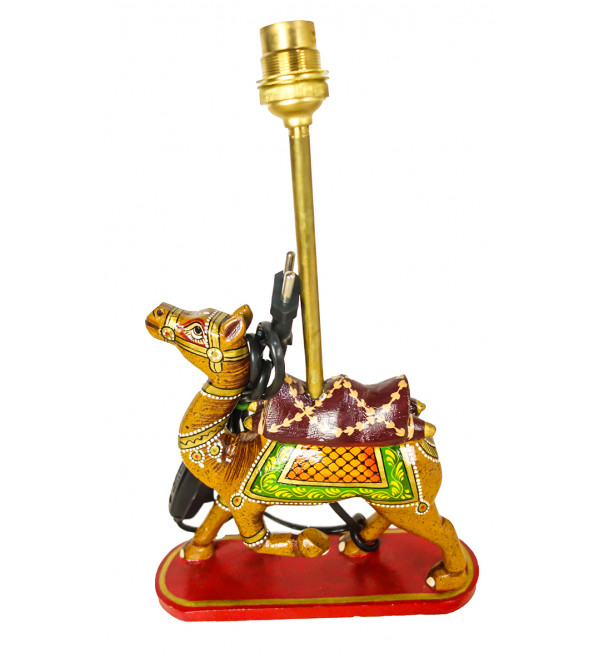 Wooden Painted Lamp Dholamaru 12 Inch