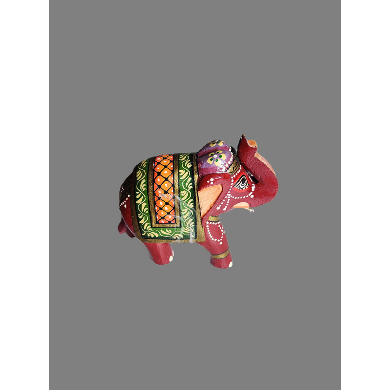 Wooden Hand Painted Standing Elephant