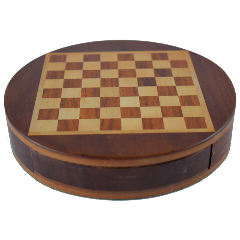 CHESS BOARD DRAWER MAGNATE SHEESHAM WOOD 6 inch round flat magnetic