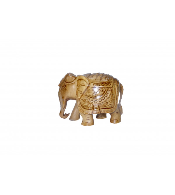 KADAM WOOD ELEPHANT CARVED 3 INCH 