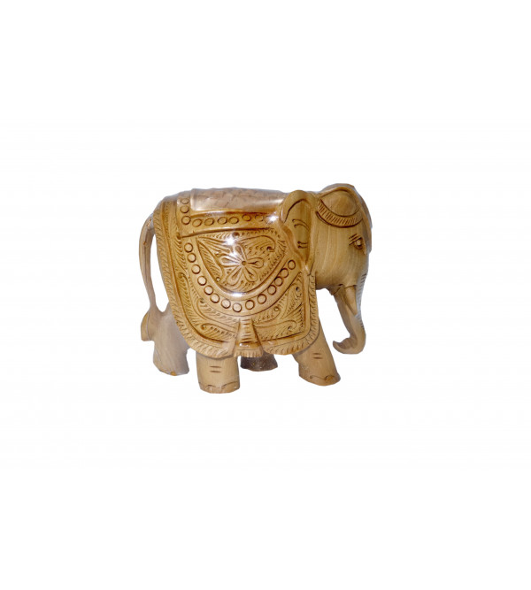 KADAM WOOD ELEPHANT CARVED 4 INCH 