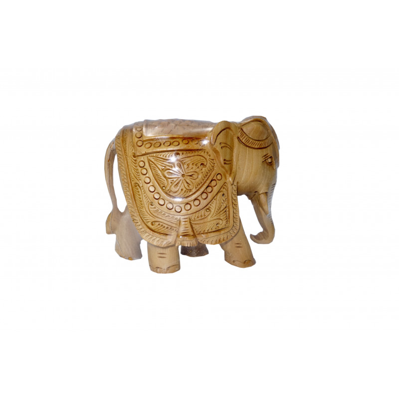 KADAM WOOD ELEPHANT CARVED 4 INCH 