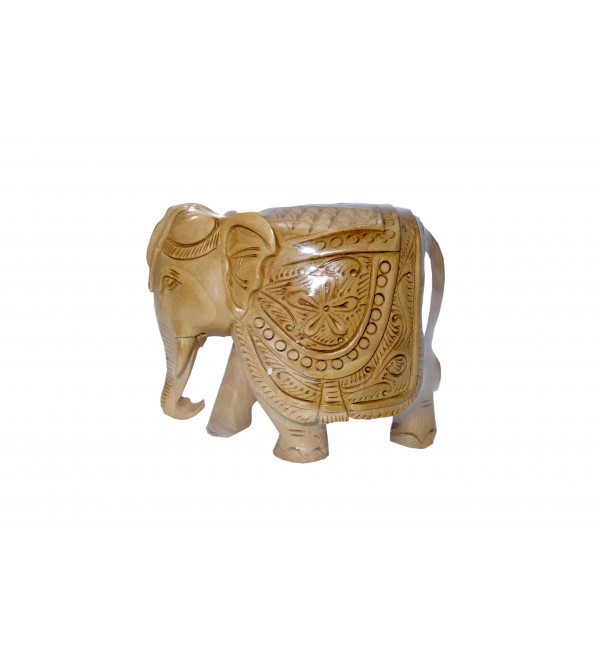 KADAM WOOD ELEPHANT CARVED 4 INCH 