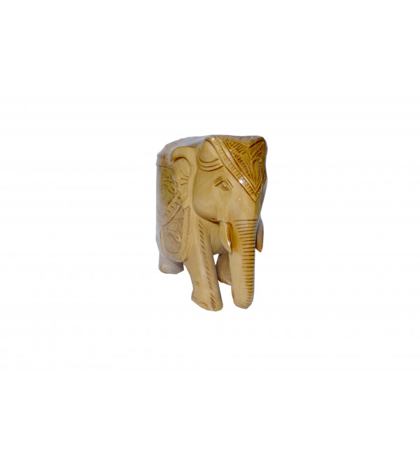 KADAM WOOD ELEPHANT CARVED 5 INCH 