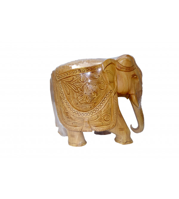 KADAM WOOD ELEPHANT CARVED 6 INCH  