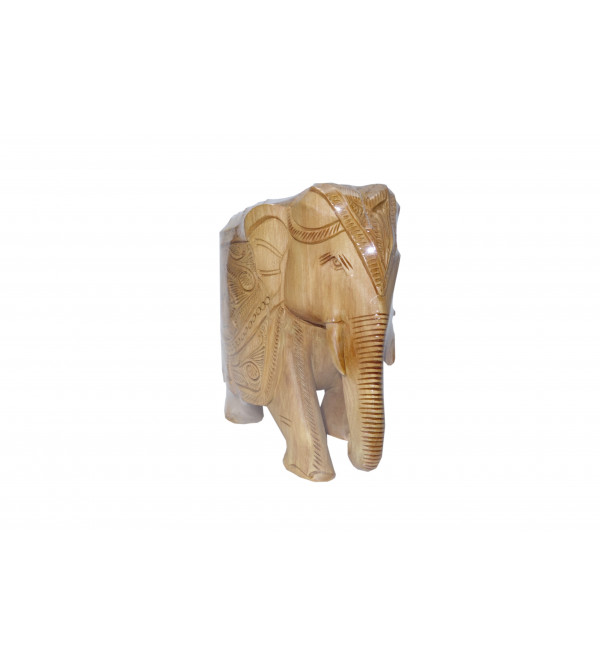 KADAM WOOD ELEPHANT CARVED 6 INCH  