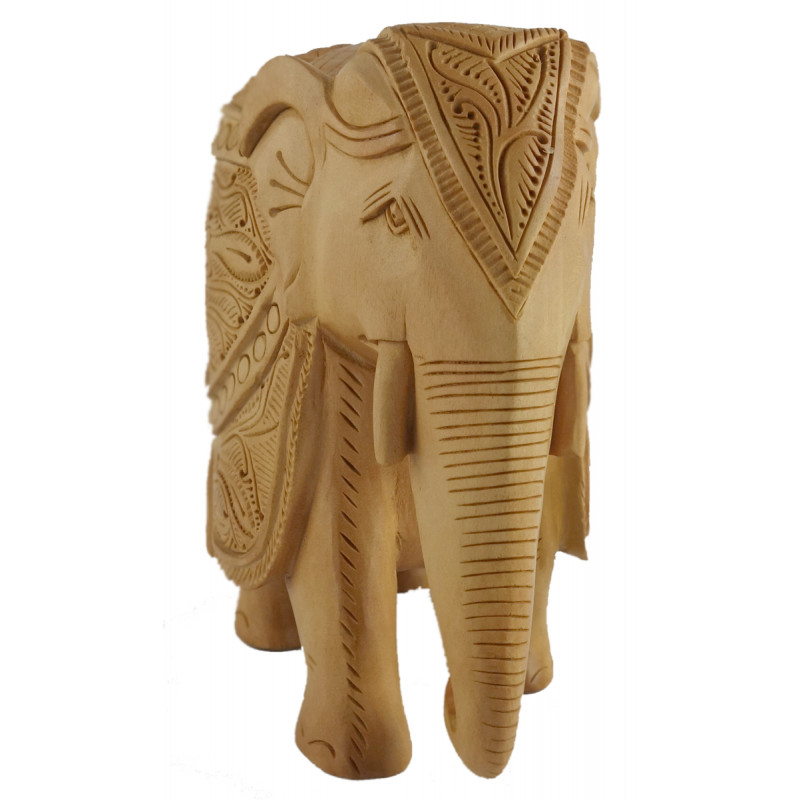 KADAM WOOD ELEPHANT CARVED 4 INCH 