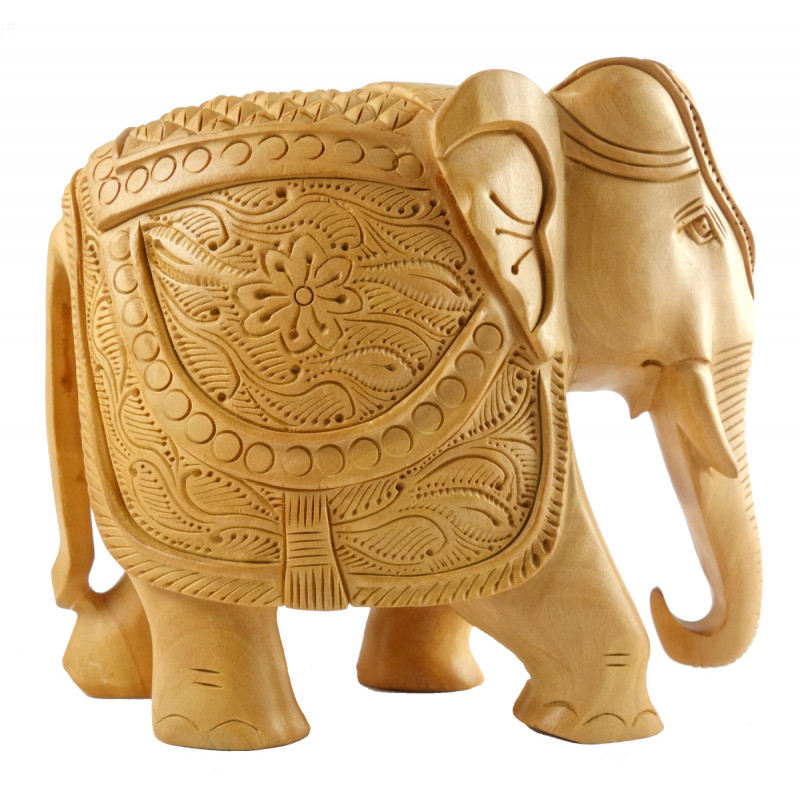 HANDICRAFT KADAM WOOD ELEPHANT CARVED 3 INCH 