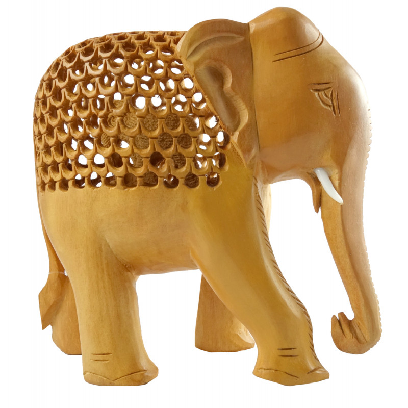 HANDICRAFT KADAM WOOD ELEPHANT UNDERCUT 3 INCH