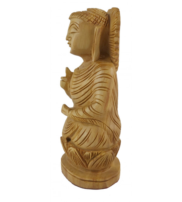 Kadamba Wood Handcrafted Carved Sitting Figure of Lord Buddha