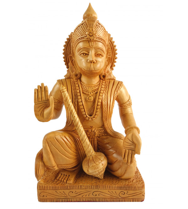 Kadamba Wood Handcrafted Carved Lord Hanuman Figure