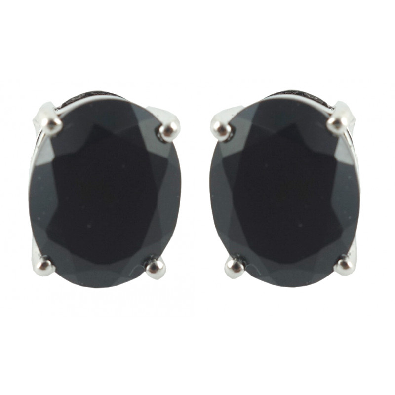 Handicraft Silver Earrings Garnet Black Stone