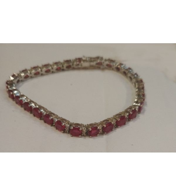 92.5 SILVER STONE BRACELET  RUBY/ BLUE SAPPHIRE