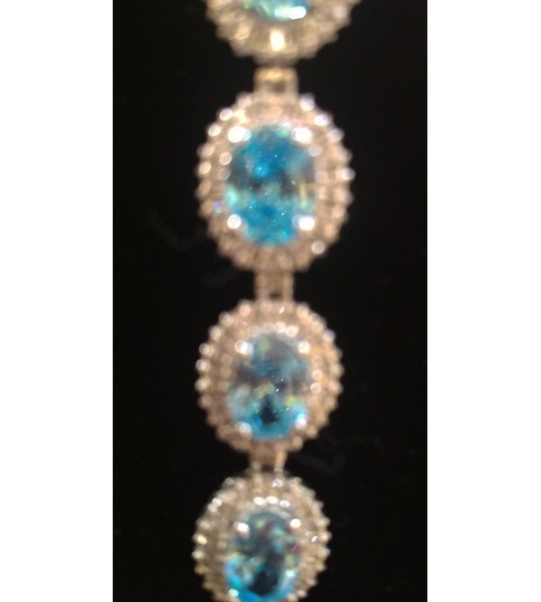 92.5 SILVER STONE BRACELET  EMERALD/ BLUE TOPAZ