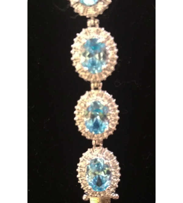 92.5 SILVER STONE BRACELET  EMERALD/ BLUE TOPAZ