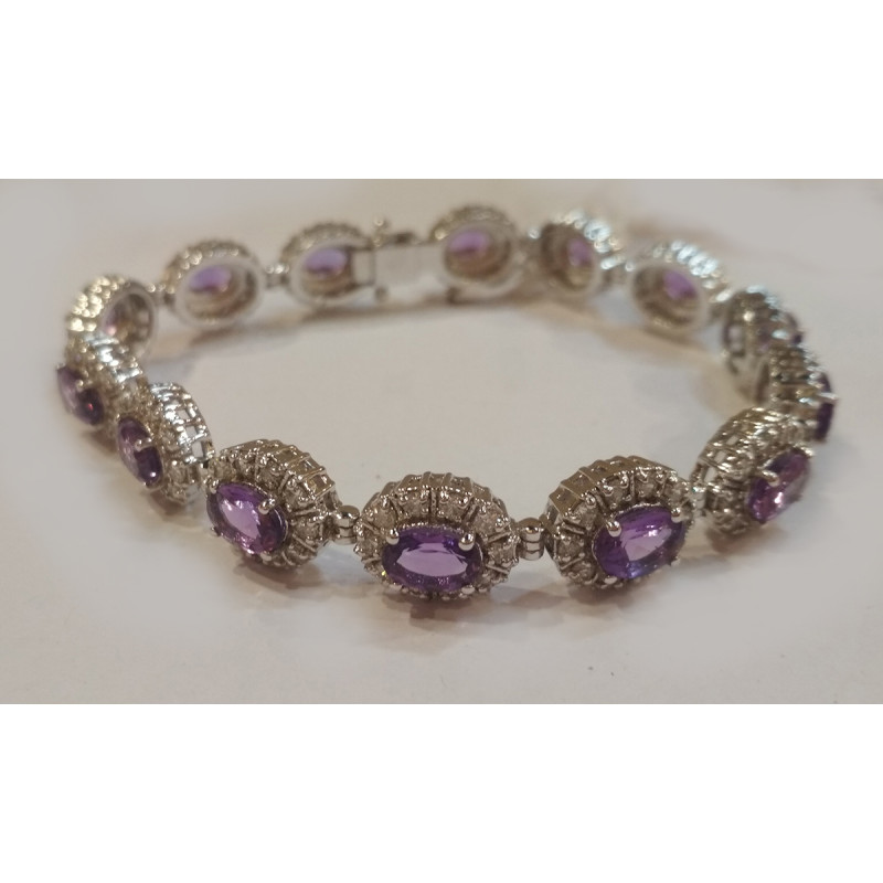 92.5 SILVER STONE BRACELET  AMETHYST/ BLUE SAPPHIRE