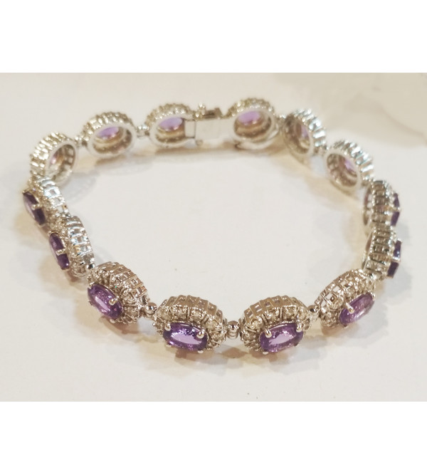 92.5 SILVER STONE BRACELET  AMETHYST/ BLUE SAPPHIRE