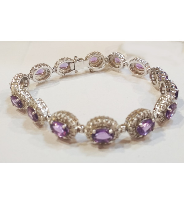 92.5 SILVER STONE BRACELET  AMETHYST/ BLUE SAPPHIRE