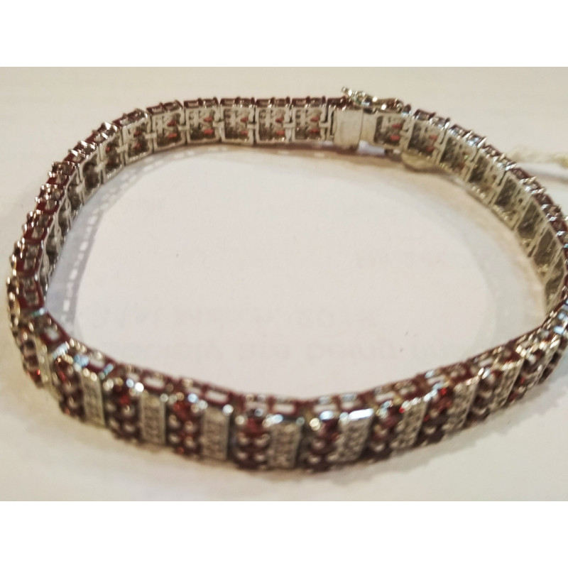 92.5 SILVER STONE BRACELET  GARNET/ZIRCON