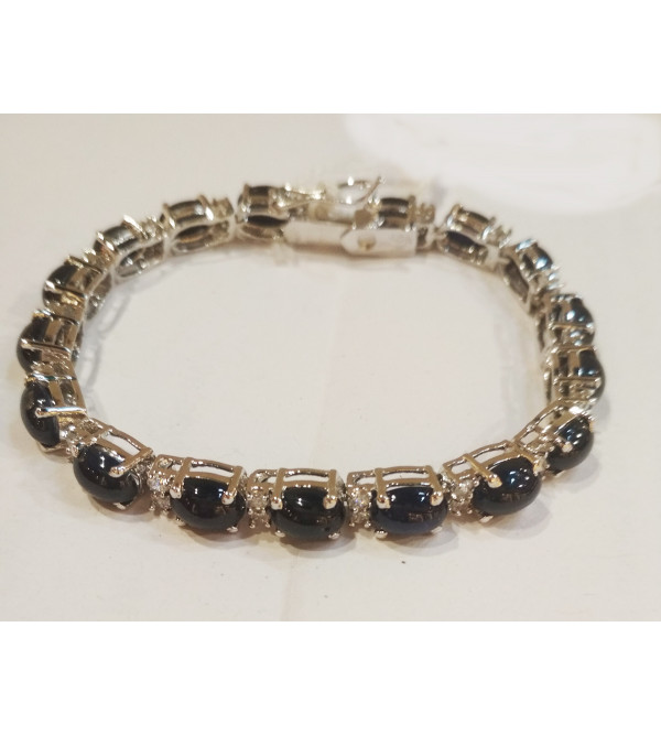 92.5 SILVER STONE BRACELET  ZIRCON/ BLUE SAPPHIRE