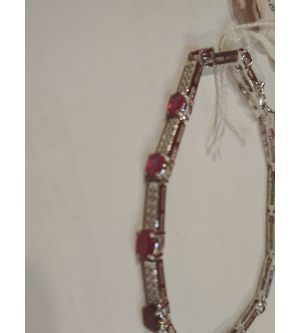 92.5 SILVER STONE BRACELET  RUBY/ EMERALD