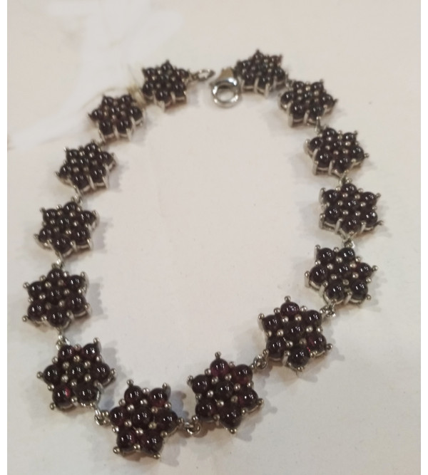 92.5 SILVER STONE BRACELET  GARNET/ONYX