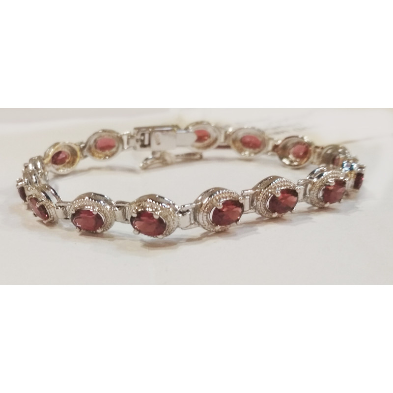 92.5 SILVER STONE BRACELET  MULTI/ GARNET