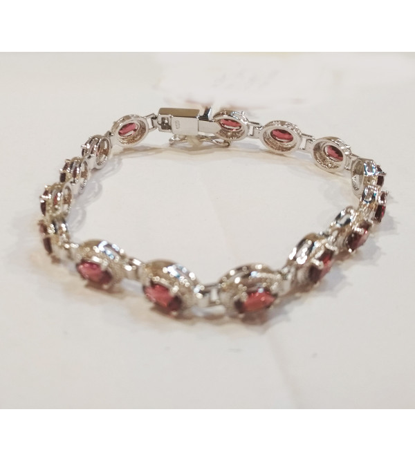 92.5 SILVER STONE BRACELET  MULTI/ GARNET