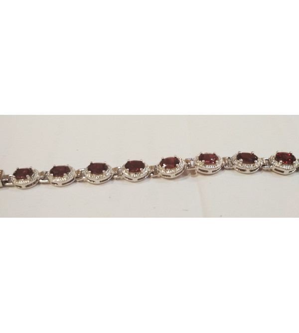 92.5 SILVER STONE BRACELET  MULTI/ GARNET