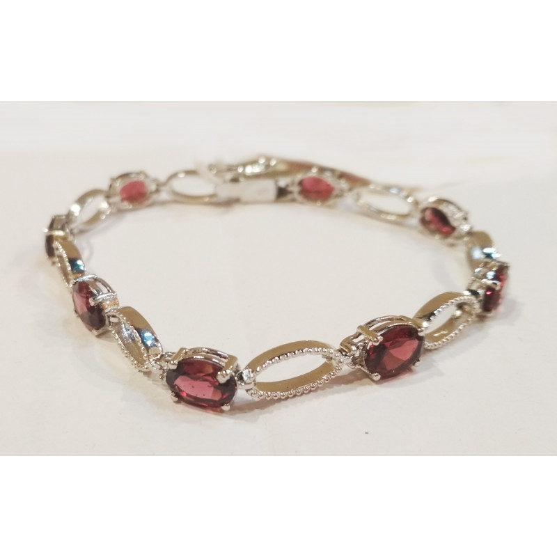 92.5 SILVER STONE BRACELET  GARNET/PERIDOT