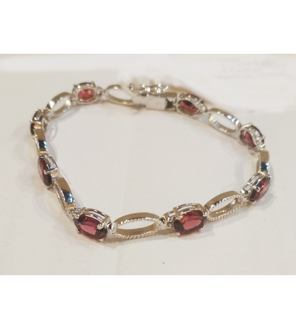 92.5 SILVER STONE BRACELET  GARNET/PERIDOT