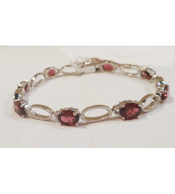 92.5 SILVER STONE BRACELET  GARNET/PERIDOT