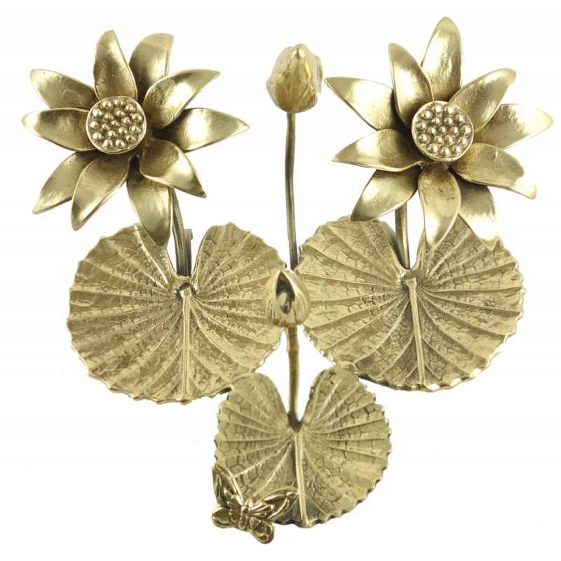 HANDICRAFT NORTH INDIAN BRASS FLOWER DECOR TREE 10 INCH