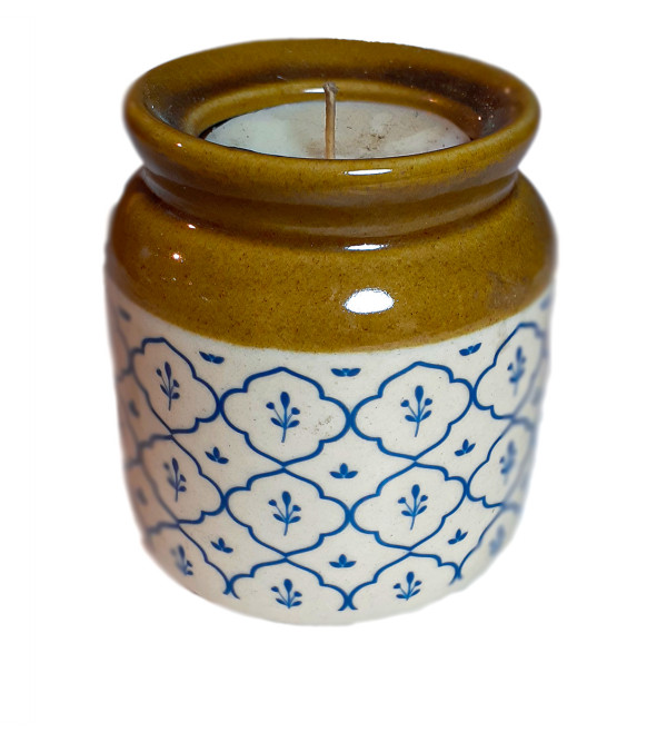 Khurja Pottery Candle Jar Size 5 Inch