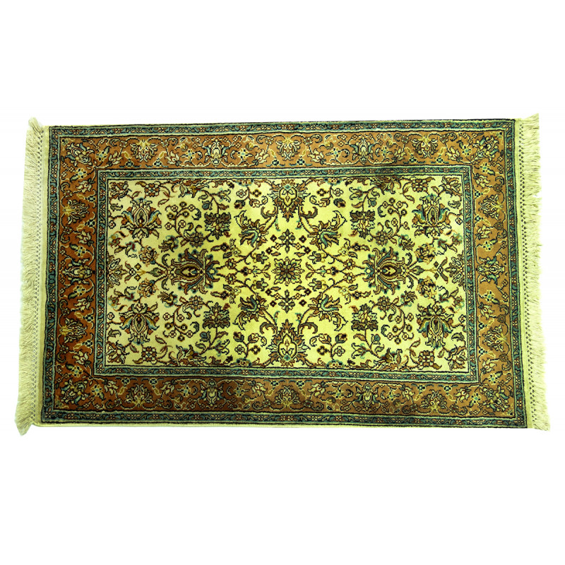 Kashmir Carpet Hand-knotted Silk x Cotton Size 2ftx3ft