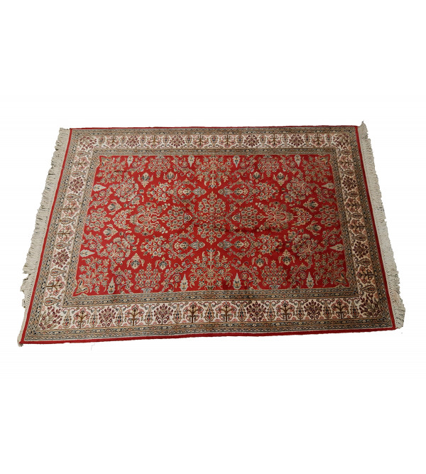 Kashmir Carpet Hand-knotted Silk x Cotton Size 4ftx6ft