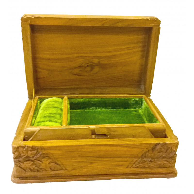 Walnut Wood Handcrafted Carved Jewelry Box