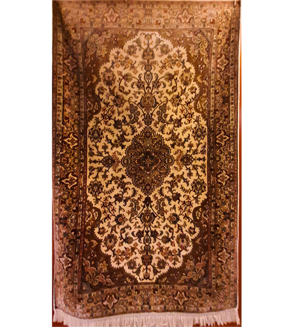 Kashmir Carpet Hand-knotted Silk x Silk Size 2.5ftx4.25ft
