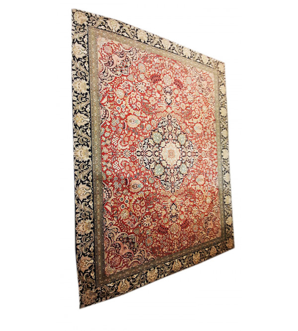 Kashmir Carpet Handknotted Silk/Cotton 18x18 knot
