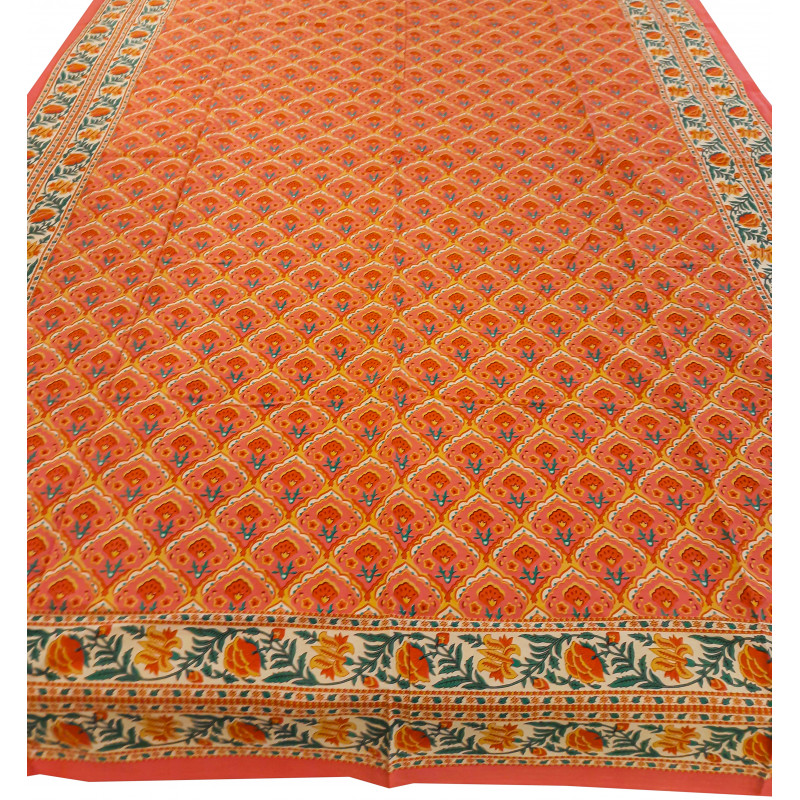 60 X 90" HAND BLOCK COTTON PRINTED BED COVER