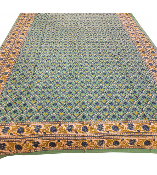 60 X 90" HAND BLOCK COTTON PRINTED BED COVER