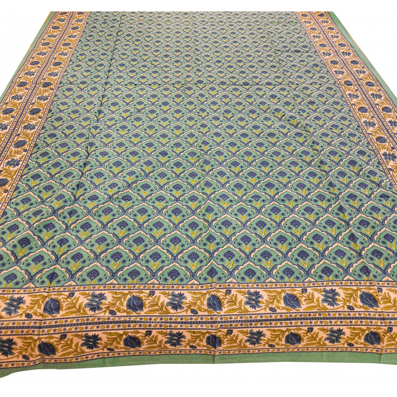 60 X 90" HAND BLOCK COTTON PRINTED BED COVER