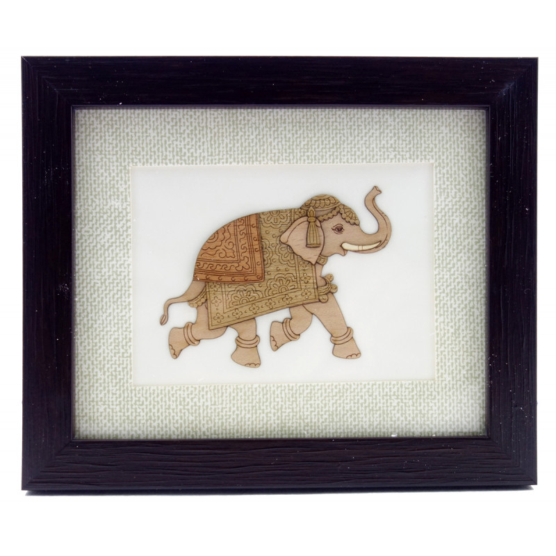 ELEPHANT 5 X 6 INCH  WOODEN ART PICTURES  