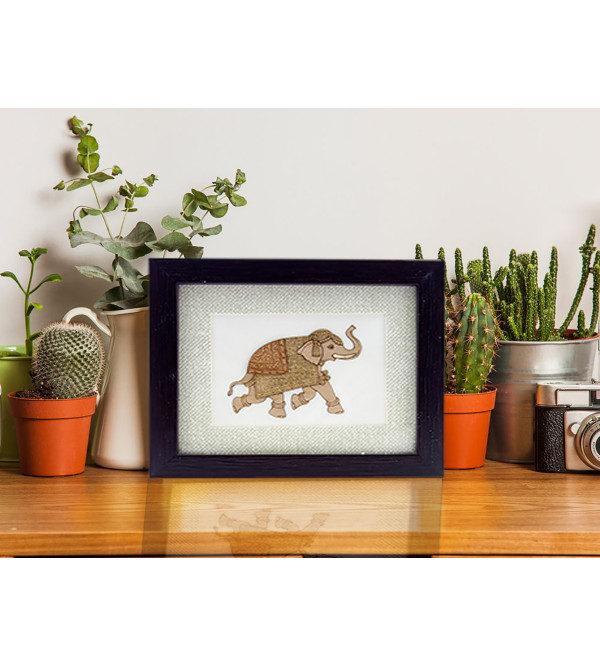 ELEPHANT 5 X 6 INCH  WOODEN ART PICTURES  