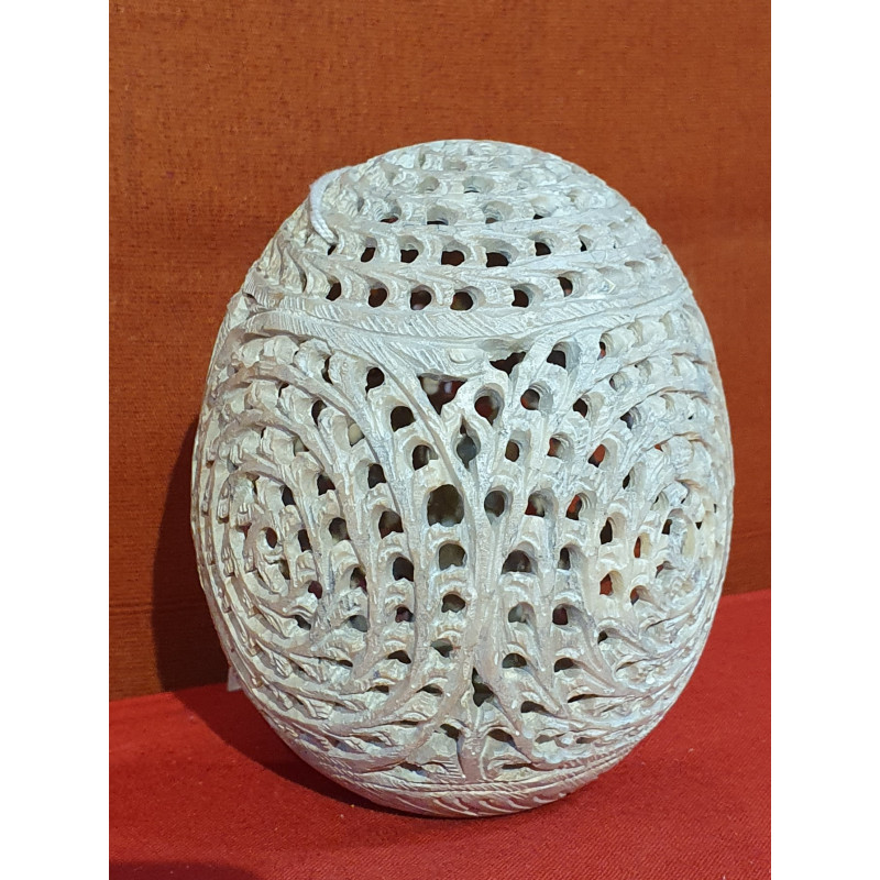 Soap Stone Undercut Jali Egg Size 3 Inch