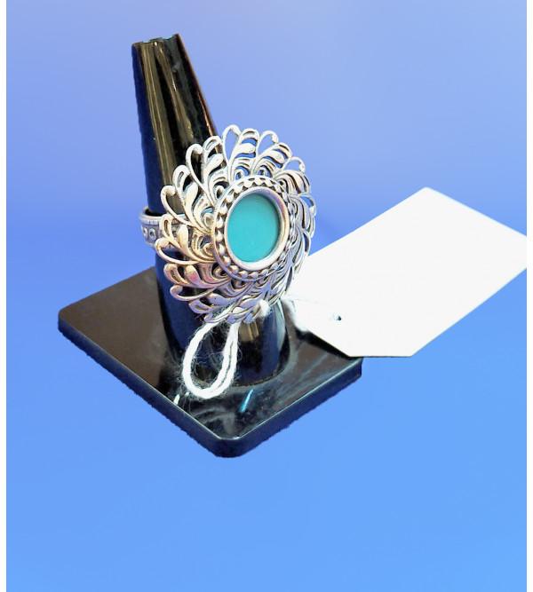 92.5SILVER RING BLUE STONE FIROZA BLUE