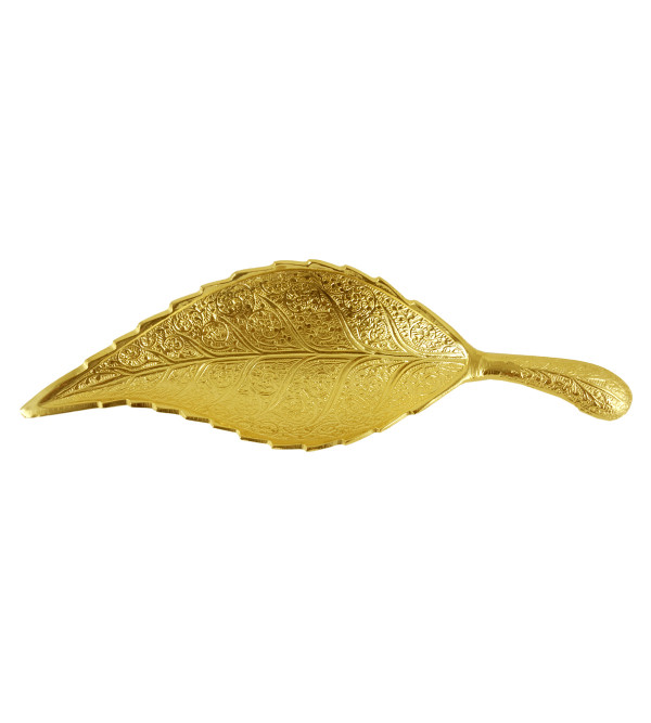 HANDICRAFT Leaf Brass Gold Plated 10 INCH