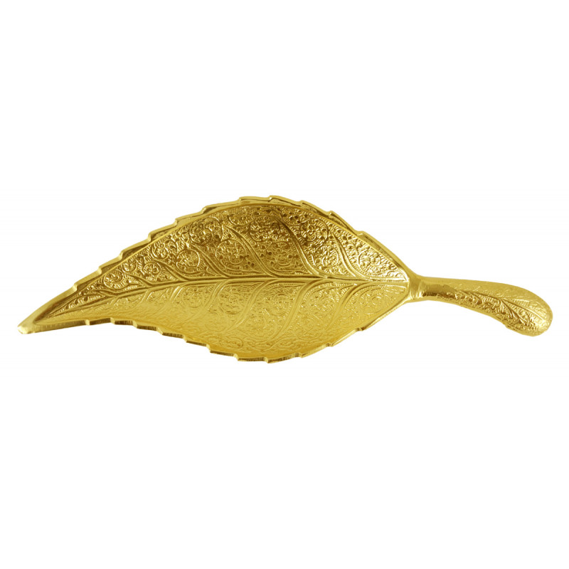 HANDICRAFT Leaf Brass Gold Plated 10 INCH