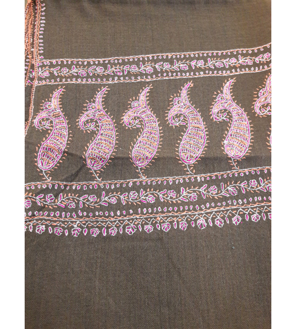 Woollen Stole Hand Embroidered in Kashmir Size,28X80 Inch